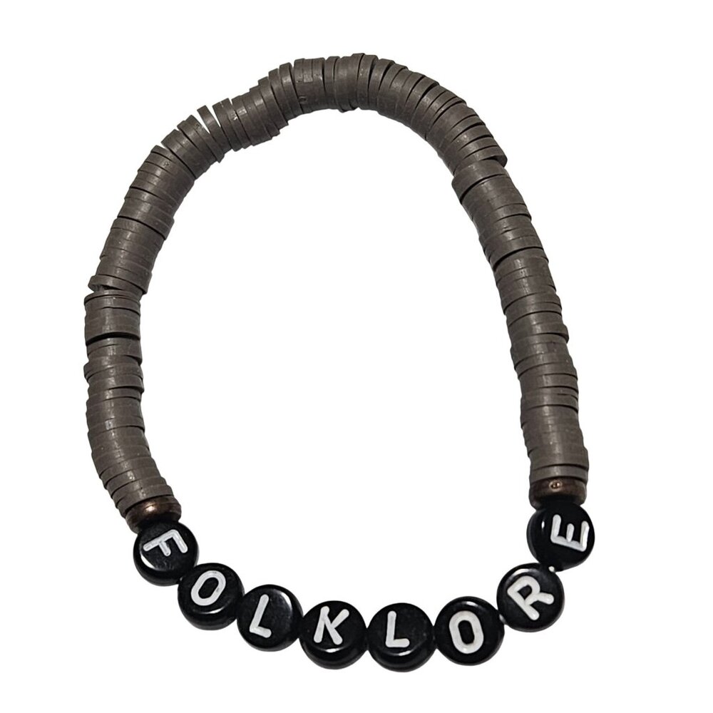 Folklore Stretch Bracelet Black Gray Beads Bookish Literature Fashion Jewelry